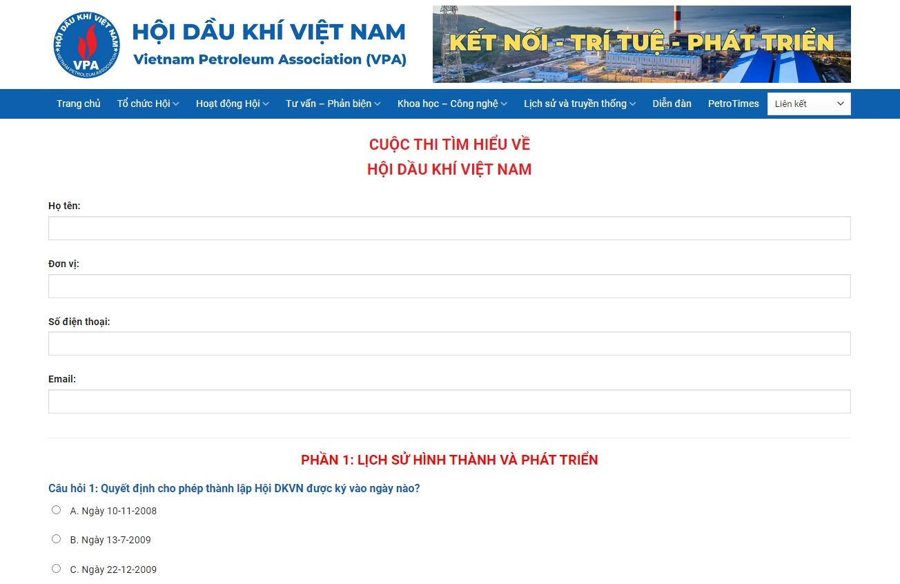 "Cuộc thi tìm hiểu về Hội Dầu khí Việt Nam" sẽ bắt đầu vào ngày 21/8